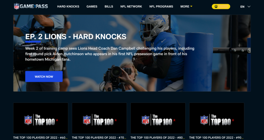 Skärmbild från NFL Gamepass